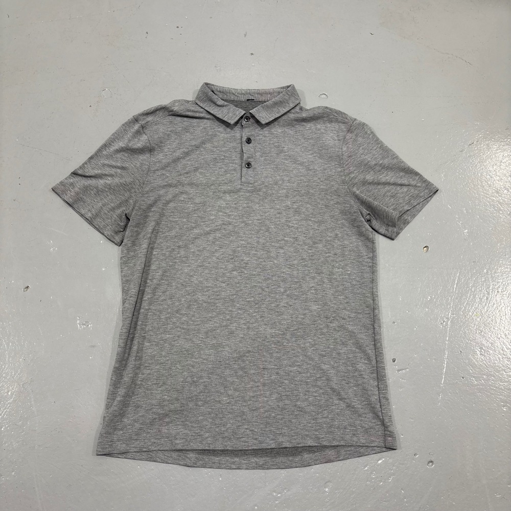 Lululemon Evolution Polo Shirt Mens Medium Grey Heathered Short Sleeve Golf Top